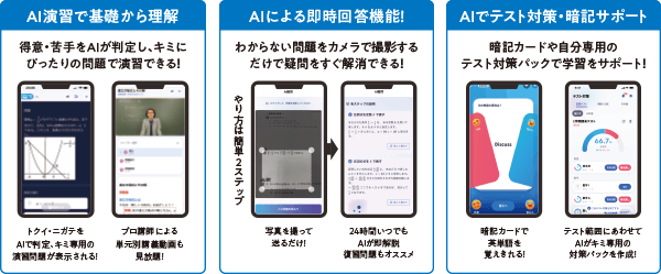AI演習で基礎から理解/AIによる即時解答機能！/AIでテスト対策・暗記サポート